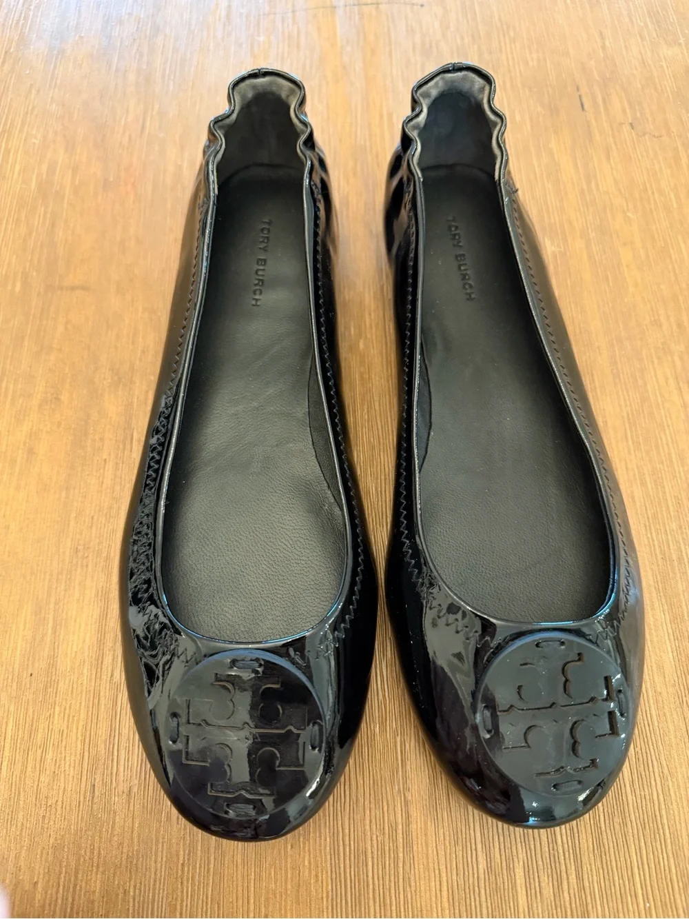 Tory Burch Black Patent Logo Ballet Flats